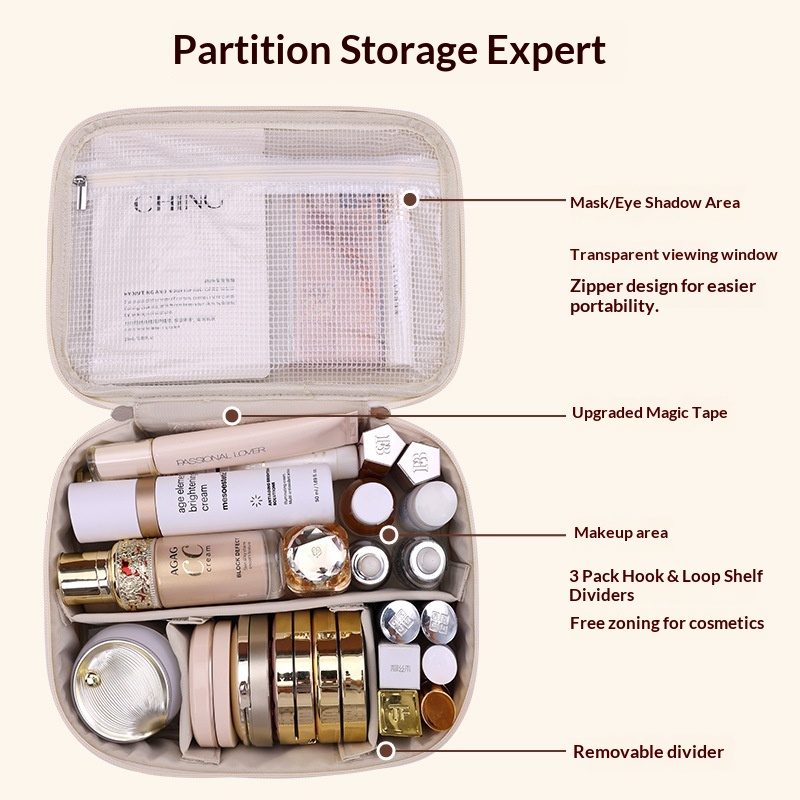 New Fashion Large Capacity PU Zipper Storage Makeup Bags Portable Travel Tote for Bag Make up Brush Cosmetic Case