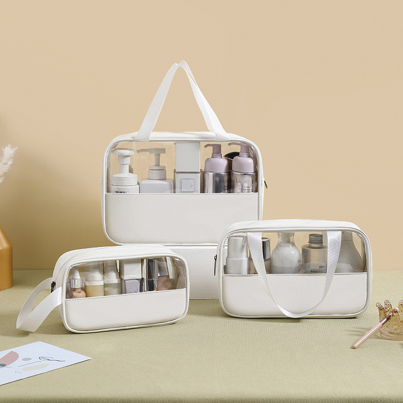 Portable Travel Cosmetics Storage Custom Logo PU Transparent Toiletry Pouch Clear Makeup PVC Cosmetic Bag