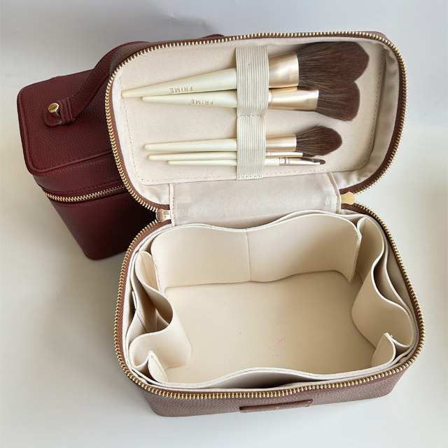 Ready Stock Large Capacity Pu Leather Double Zipper Handle Portable Beauty Cosmetic Bags for Travel Ladies Vanity Makeup Bags