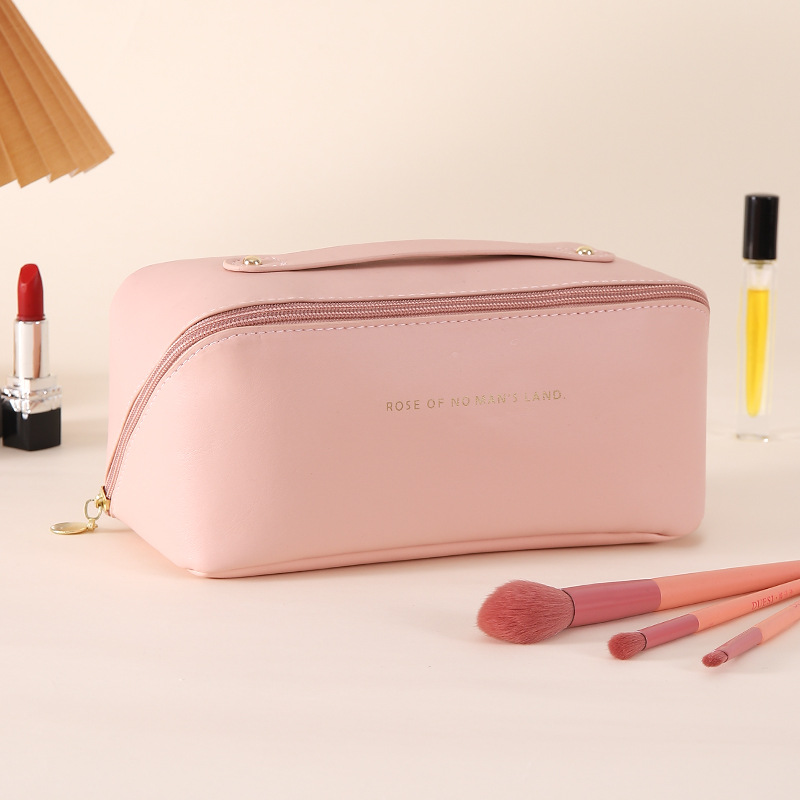 Large Capacity PU Fashion Eco-friendly Makeup Bag with Zipper Closure for Travel for Storage Portable