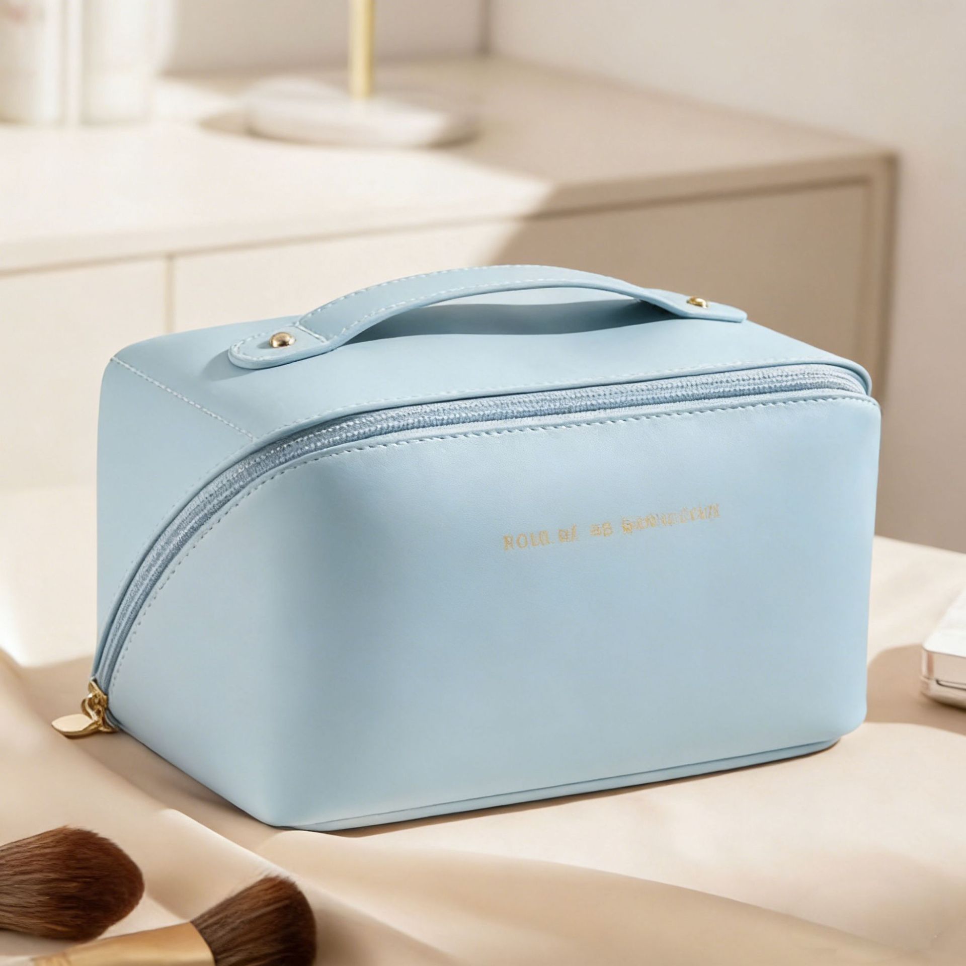 Women's Waterproof PU Zipper Makeup Bag-Portable Large-Capacity Travel For Organizer Ultra-Lightweight &amp; Foldable