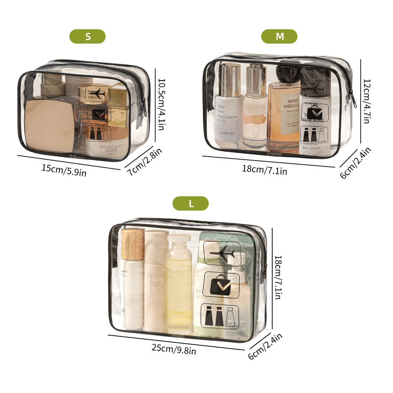 HANFEIZI Vacation Organization Clear Makeup Bag Toiletry Bag for Travel