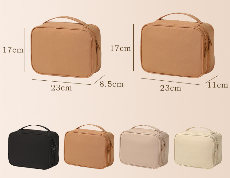 Wholesale Large Capacity Waterproof Double Layer Make up Bag Travel Cosmetic Bag with Multi Pockets