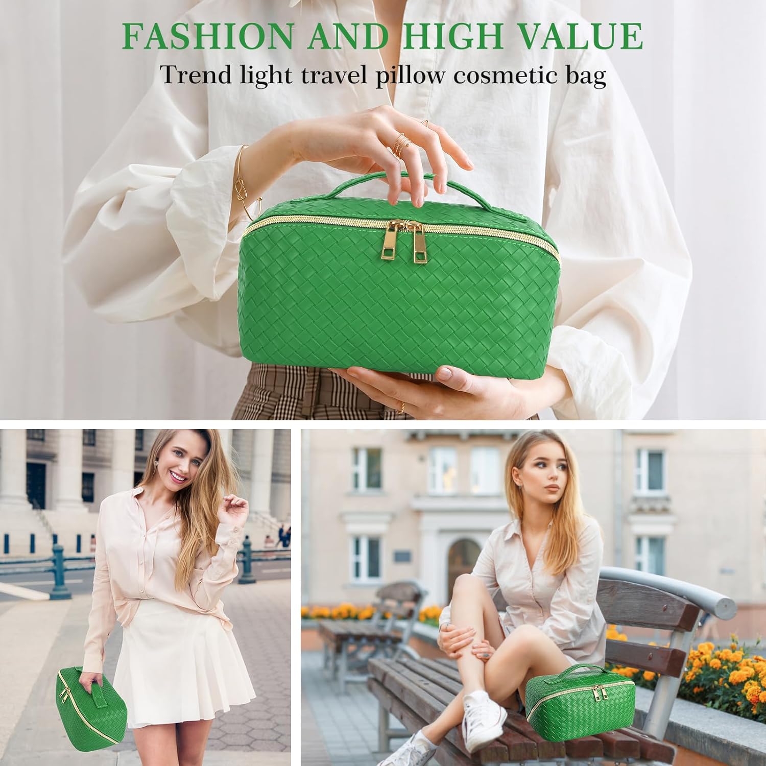 Large Capacity Water Resistant Zipper PU Travel Cosmetic Bag Portable Women Makeup Bag Organizer