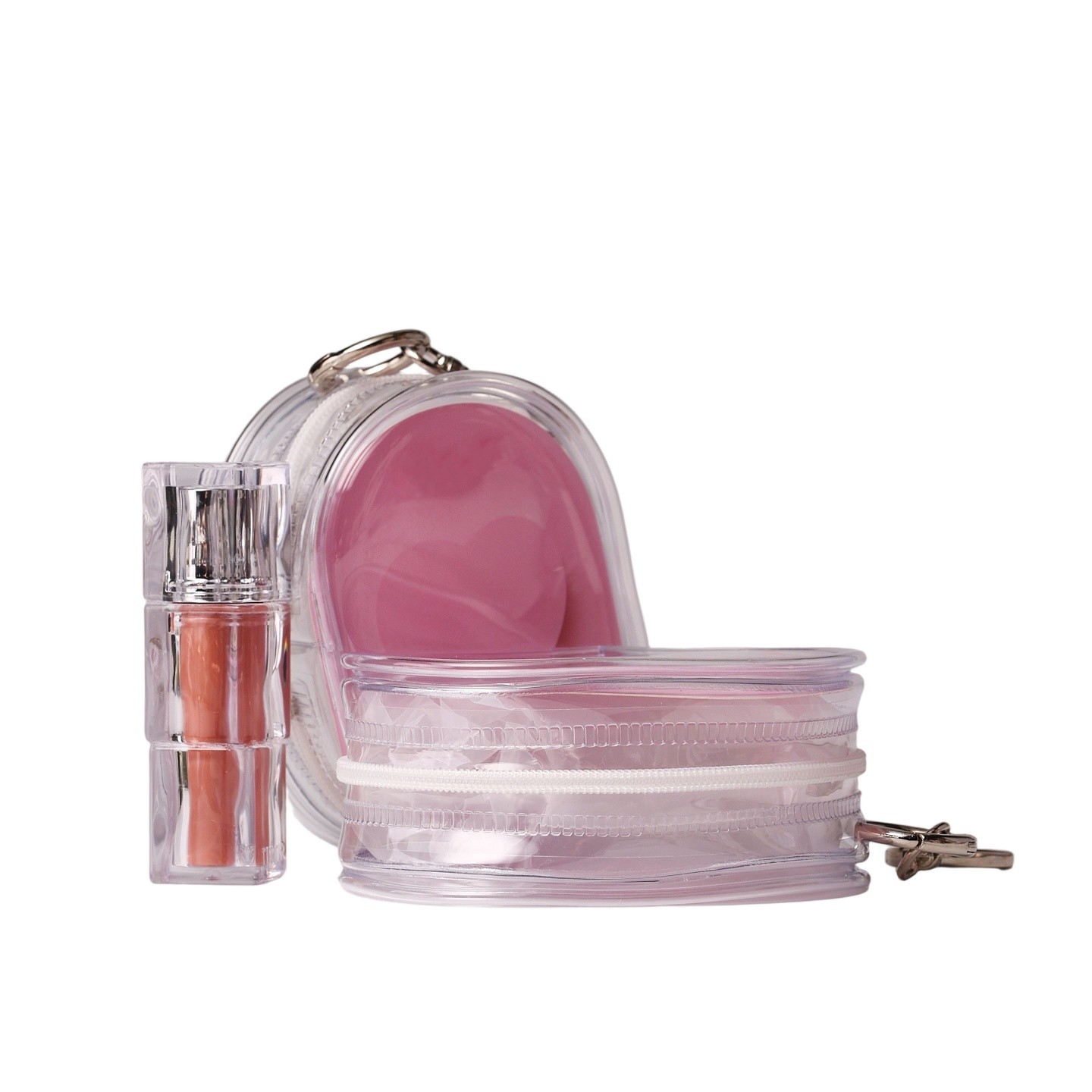 Mini portable transparent hanging jewelry storage bag, PVC pouch, jelly makeup bag