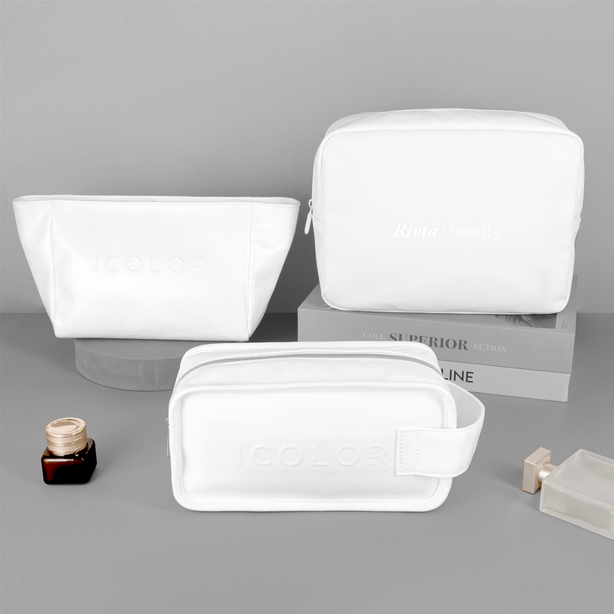 Custom Professional Personalized Fashionable Waterproof Eco Friendly 100% Cotton White Pouch Makeup Cosmetic Bag With Logo