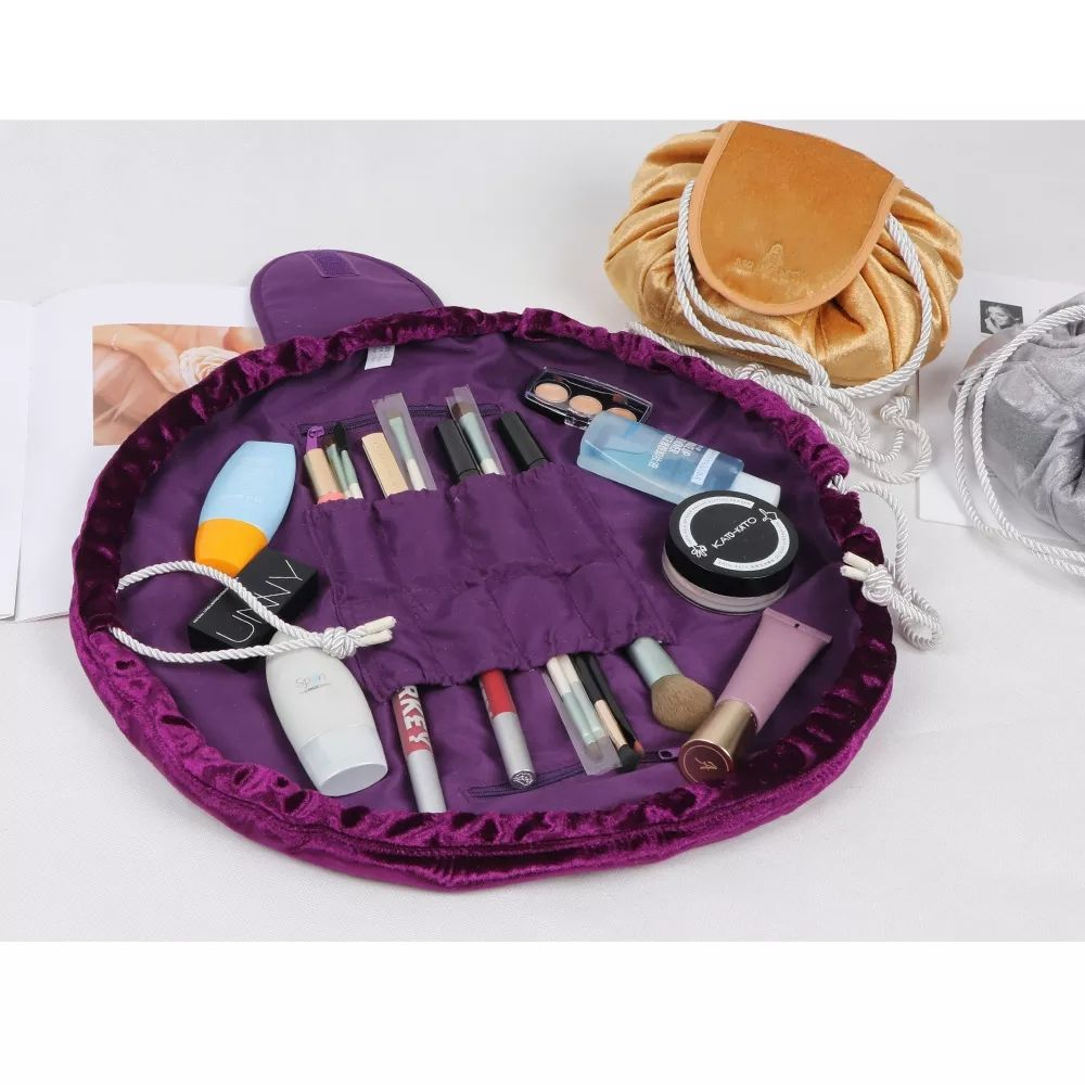 Portable Travel Normcore/Minimalist Polyester Drawstring Makeup Cosmetic Bag for Professional Use