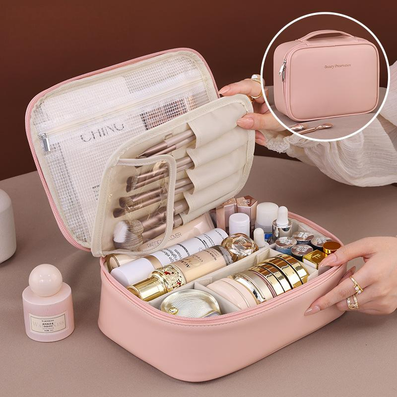 Fashion Large Capacity Travel Vanity Case Waterproof PU Professional Cosmetic Makeup Bag