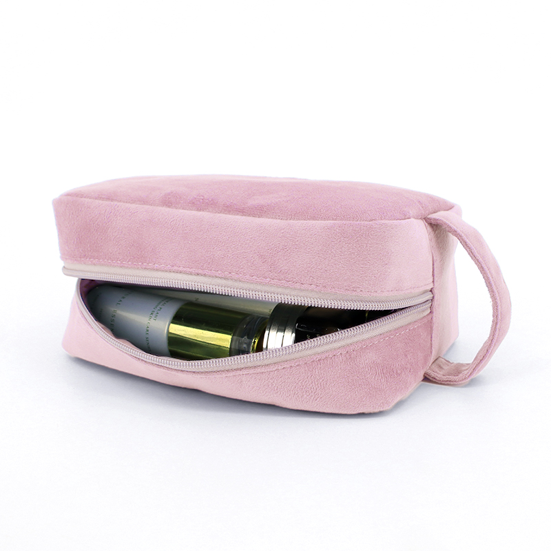 BSCI Certified Large Capacity Velvet Cosmetic Bag Sturdy Handle Travel Makeup Organizer Custom Color logo Private Label