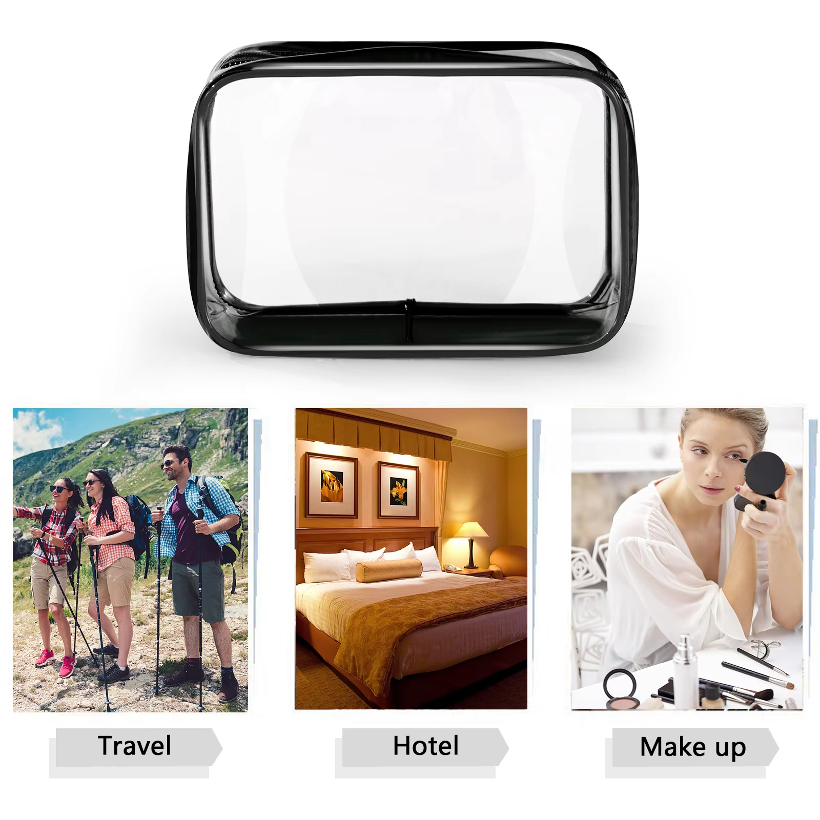 Hot Sale Custom Logo Portable Transparent PVC Cosmetic Bag Travel Toiletry Storage Bag Waterproof Makeup Bag with Zipper