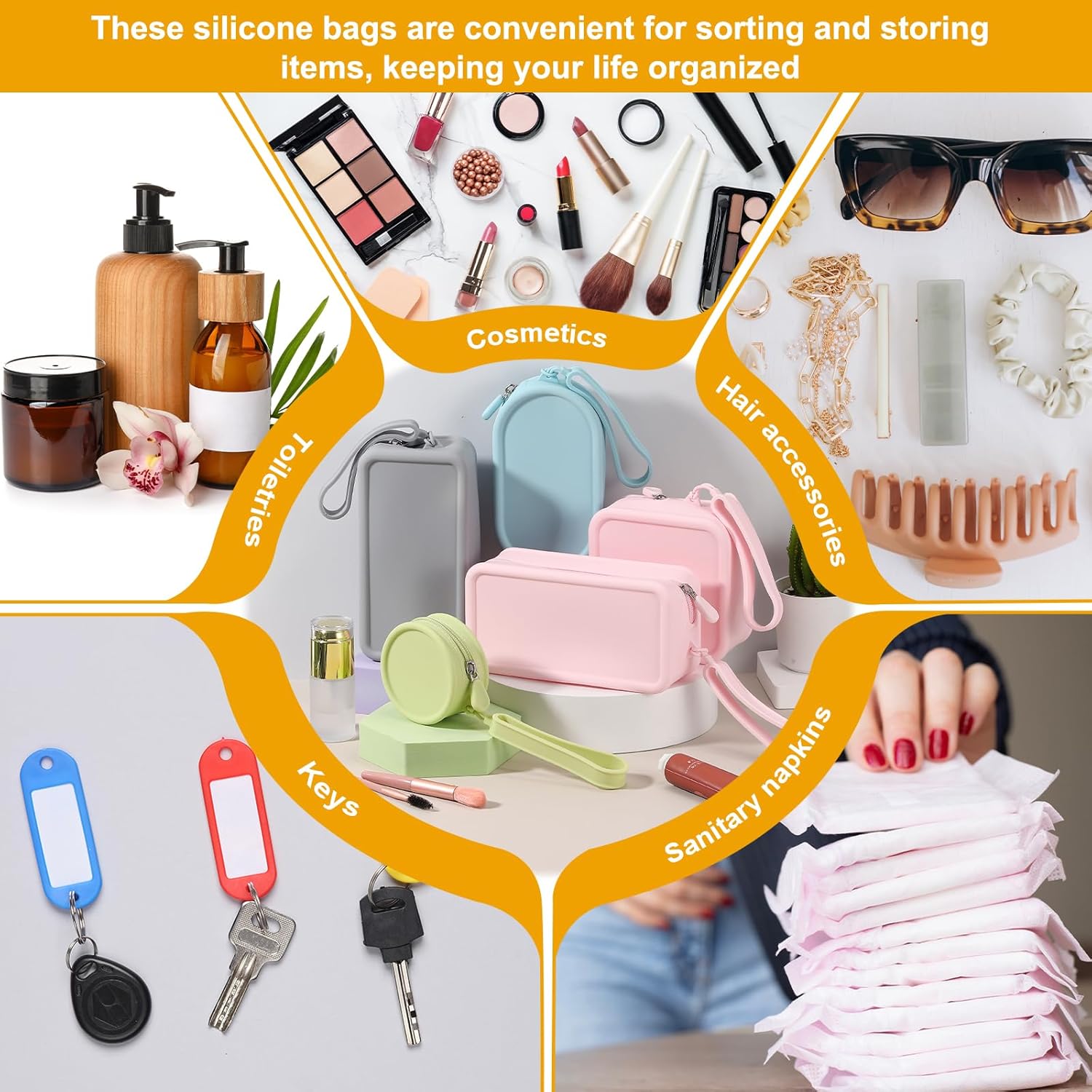 Leakproof Waterproof Travel Friendly Makeup Pouch With Zipper Closure For Cosmetics Toiletries Organizer Silicone Cosmetic Bags