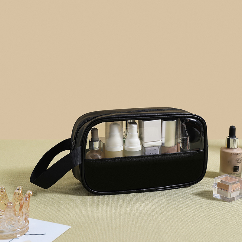 Portable Travel Cosmetics Storage Custom Logo PU Transparent Toiletry Pouch Clear Makeup PVC Cosmetic Bag