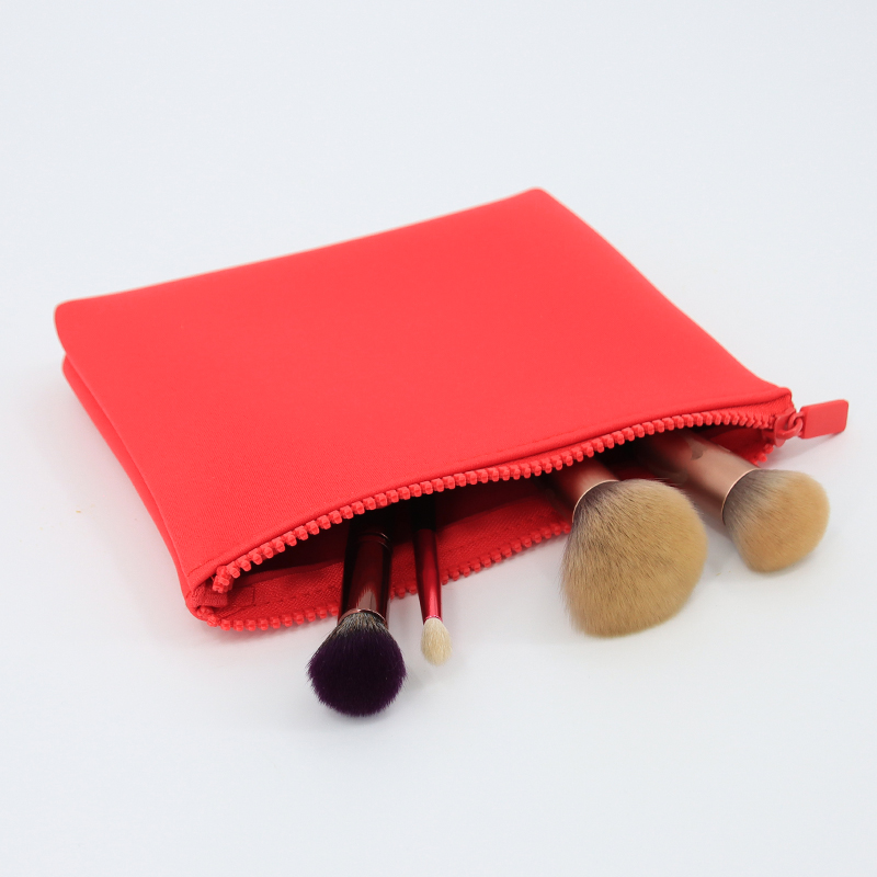 Eco-friendly Solid Color Portable Travel Toiletry Cosmetic Pouch Bag Neoprene Makeup Bag Waterproof Neoprene Zipper Cosmetic Bag