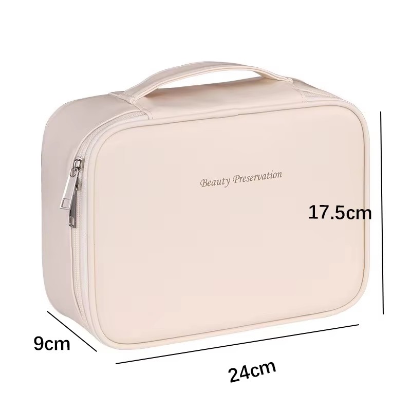 Custom Logo Fashion Outdoor Large Makeup Bag Multifunctional Zipper PU Soft Handle Waterproof Travel For Organizer