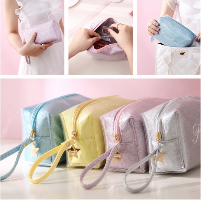 Custom Female Portable Makeup Bag Small Cute Storage Bag Beautiful Girl 2024 New Transparent Cosmetic Bag
