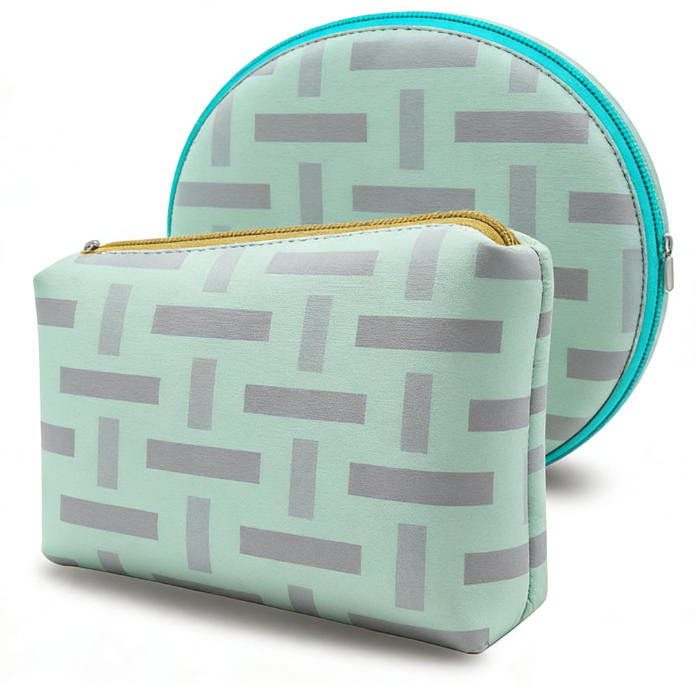 Custom Neoprene Leather Makeup Bag Emboss Zipper Pouch Waterproof Leather Travel Cosmetic Bags Organizer Luxury Makeup