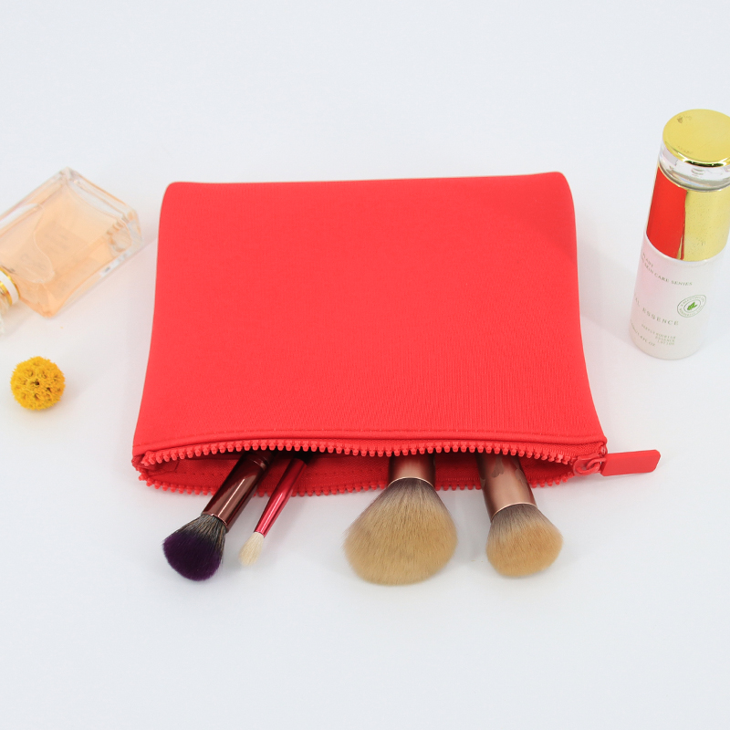 Eco-friendly Solid Color Portable Travel Toiletry Cosmetic Pouch Bag Neoprene Makeup Bag Waterproof Neoprene Zipper Cosmetic Bag
