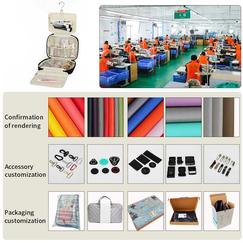 Custom Wholesale PU Leather Waterproof Light Weight Travel Hanging Toiletry Makeup Bags for Men &amp; Women