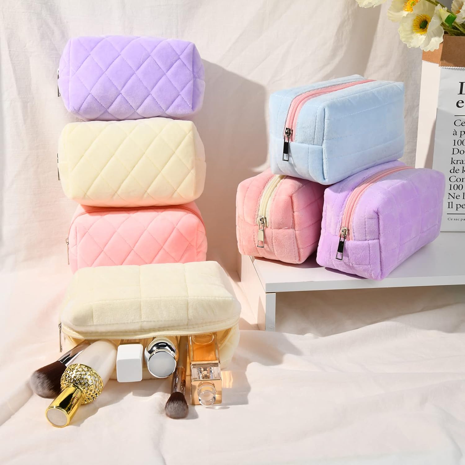 High Quality Cute Makeup Bag For Women Zipper Large Solid Color Cosmetic Large Capacity Bag Travel Toiletry Bag