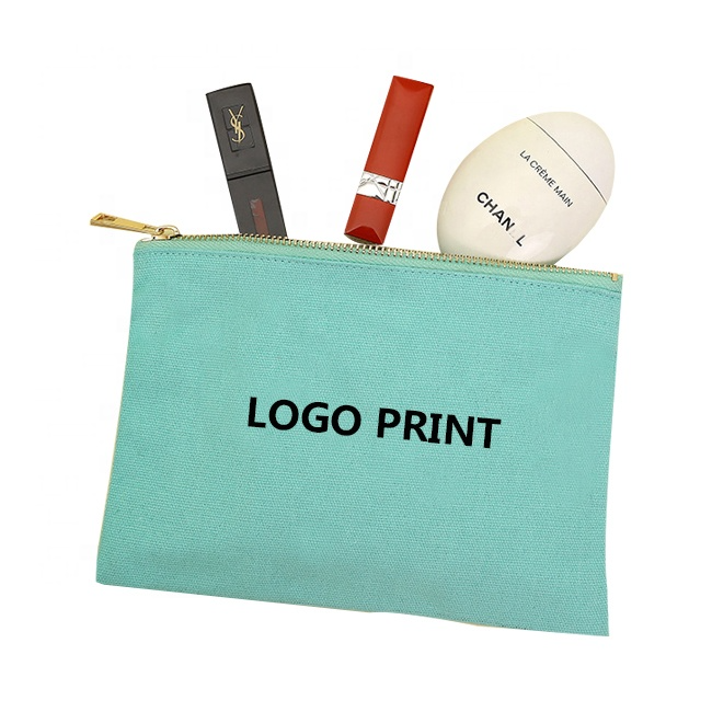 Custom logo Size Private Label Women Travel Make up Bag Large Capacity Money Cotton Canvas Makeup Pouch Cosmetic Bag with Zipper