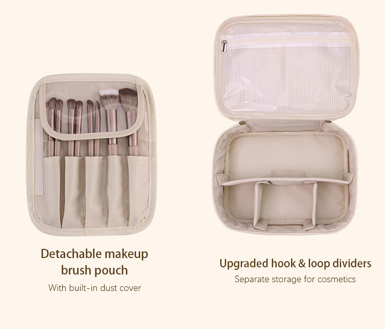 Custom Logo Fashion Outdoor Large Makeup Bag Multifunctional Zipper PU Soft Handle Waterproof Travel for Organizer