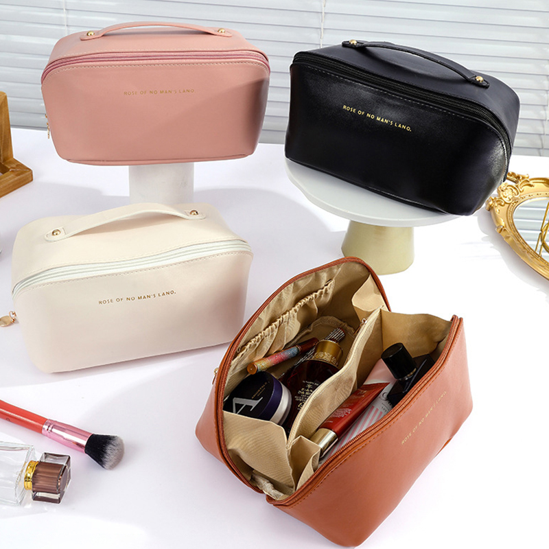 New Custom Private Label Soft Pu Leather New Cosmetic Bag Portable Cosmetic Makeup Bag Pouch Travel Organizer Bags Case