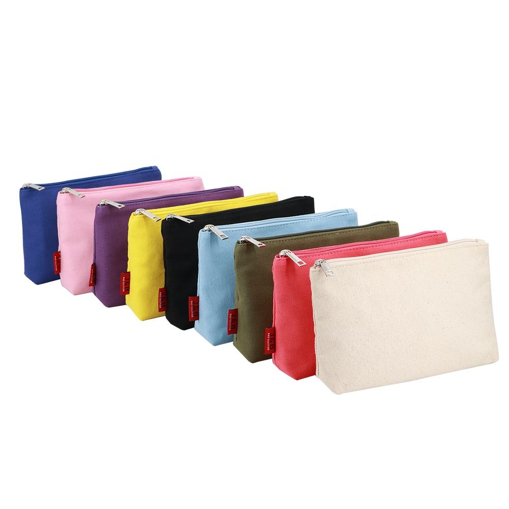 Multi Colors And Purposes Canvas Toiletry Kit Pouches Cosmetic Organizer Bag With Zipper Basic Style Cotton Canvas Pouch