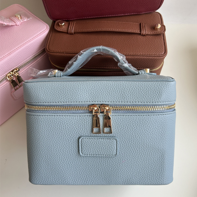Ready Stock Large Capacity Pu Leather Double Zipper Handle Portable Beauty Cosmetic Bags for Travel Ladies Vanity Makeup Bags