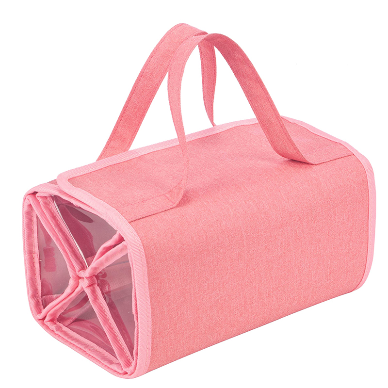 Custom Logo Water Resistant Polyester 4 in 1 Hanging Roll up Makeup Bag Toiletry Bag Travel Cosmetic Storage Case