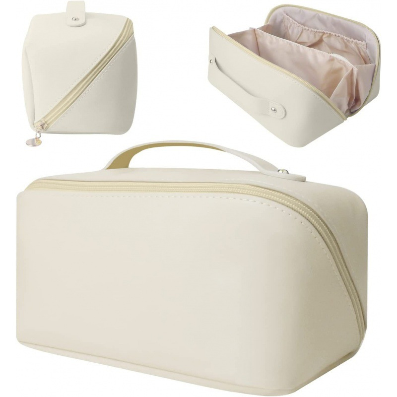 Large Capacity PU Fashion Eco-friendly Makeup Bag with Zipper Closure for Travel for Storage Portable