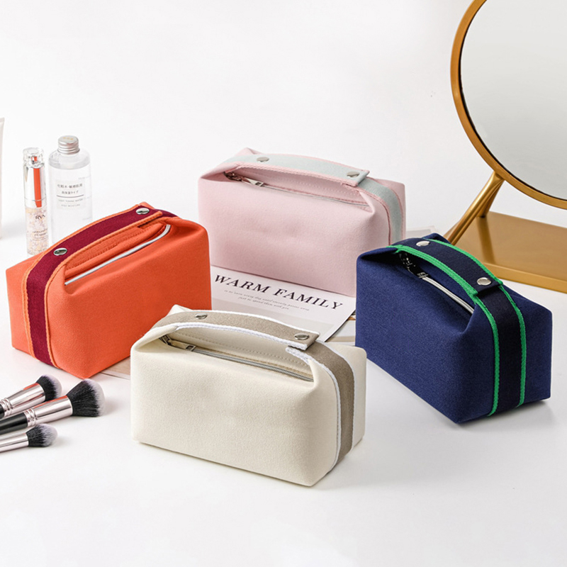 Wholesale Custom logo Gold Zipper Cosmetic Bag Women Travel pink Multi-purpose Organizer square Makeup Bag case