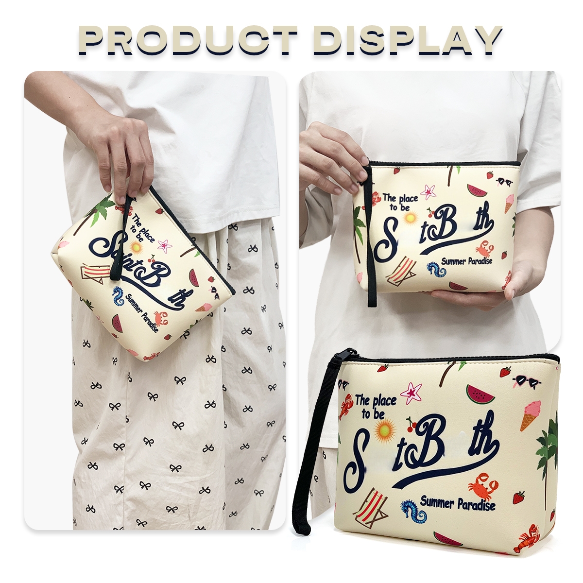 RTS Fashionable Large Capacity Neoprene Makeup Bags for Women Custom Waterproof Cosmetic for Toiletry Travel Purse Case Zipper