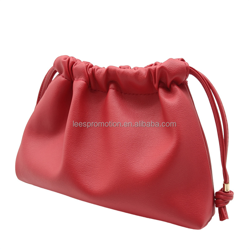 Custom Private Label Waterproof Leather Makeup Cosmetic Bag Leather Drawstring Bag