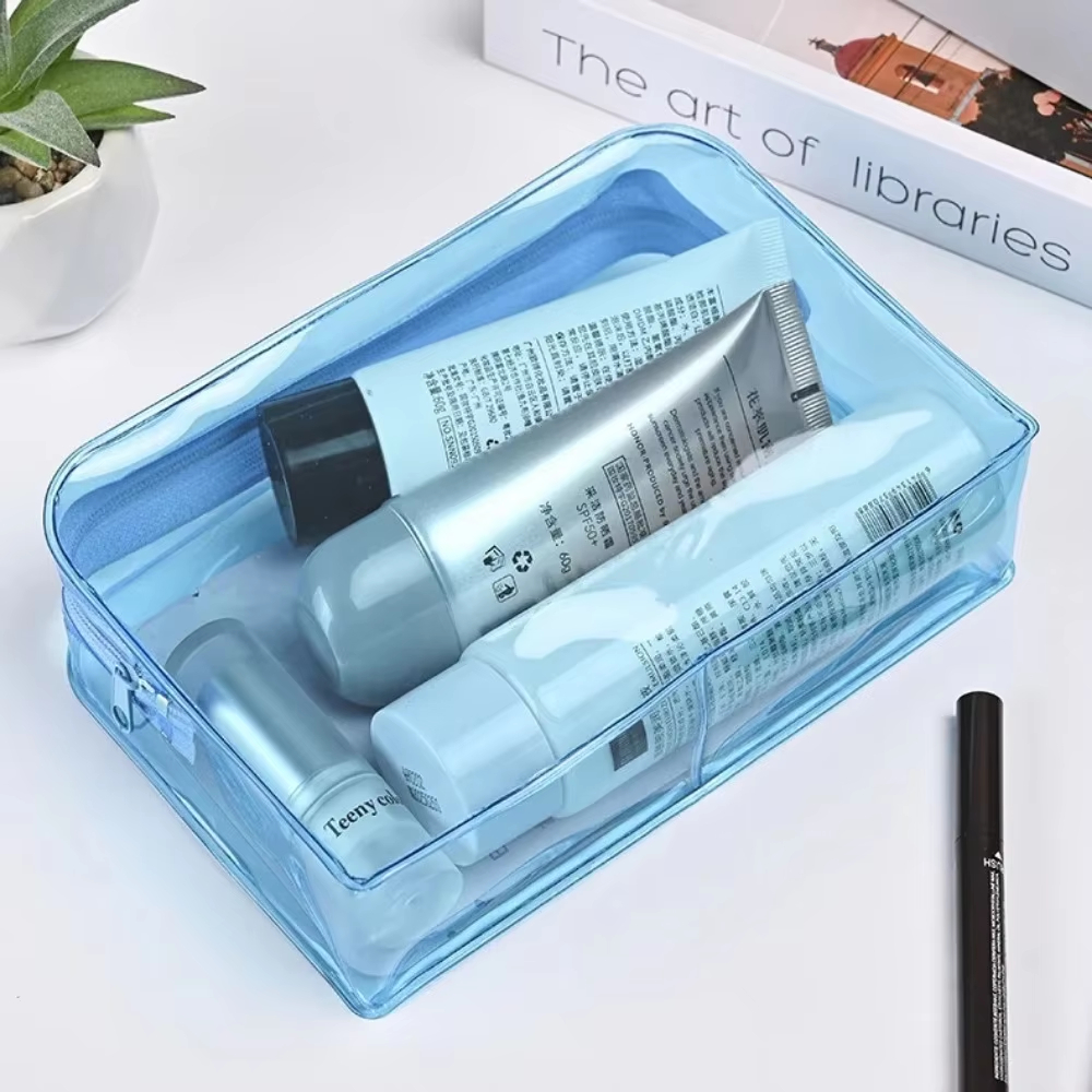 Factory Custom Colorful Transparent Makeup Bag PVC Wash Bag Large Capacity Travel Cosmetics Organizer Makeup Pouch for Women