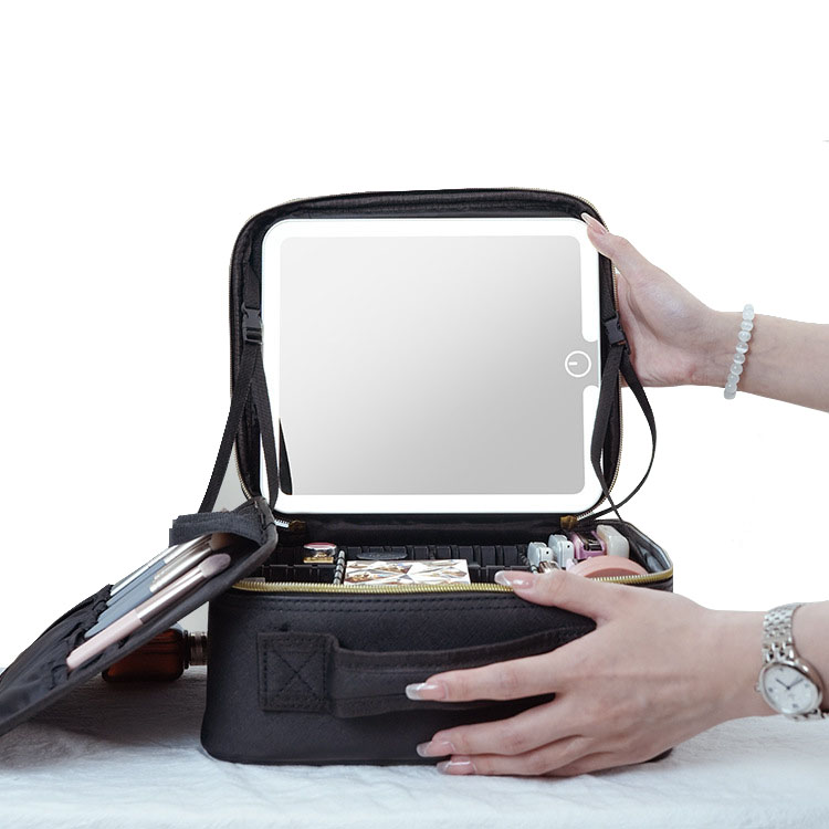 Portable LED Desktop Mirror Makeup Case With Personalized Foldable Design Large Capacity Makeup Storage Bag Essential For Beauty