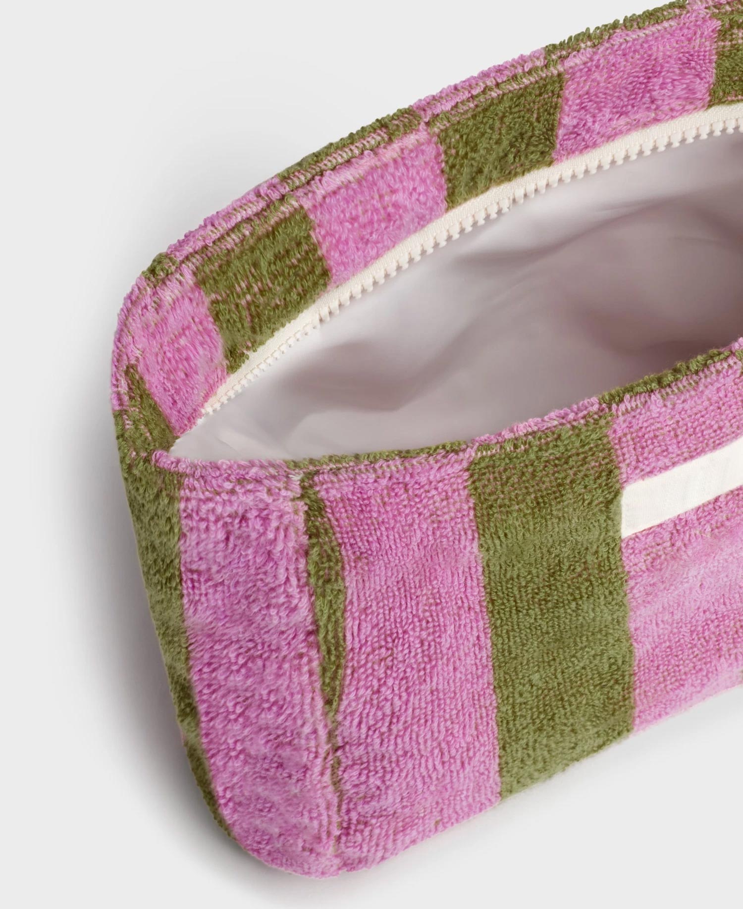 Manufacturers Custom With Print Logo Soft Striped Embroidered 100% Organic Cotton Terry Cloth Toiletry Makeup Cosmetic Pouch Bag