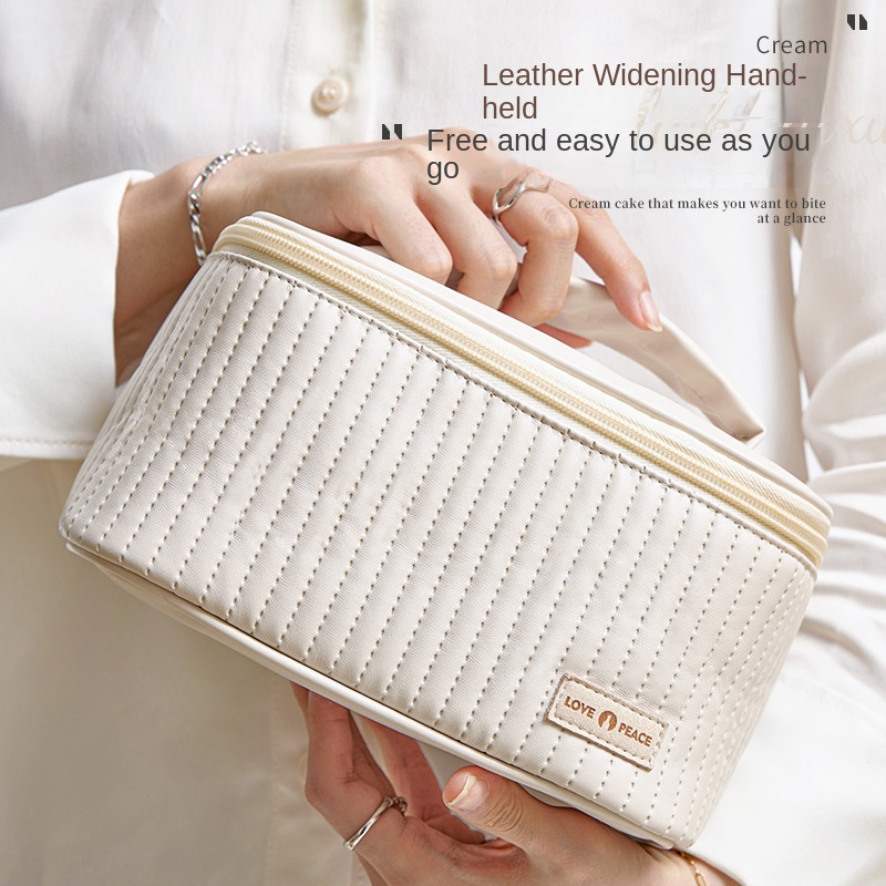 New Fashion PU Leather Open Large Capacity Travel Waterproof Makeup Organizer Bag Portable Lipstick for Storage Convenient