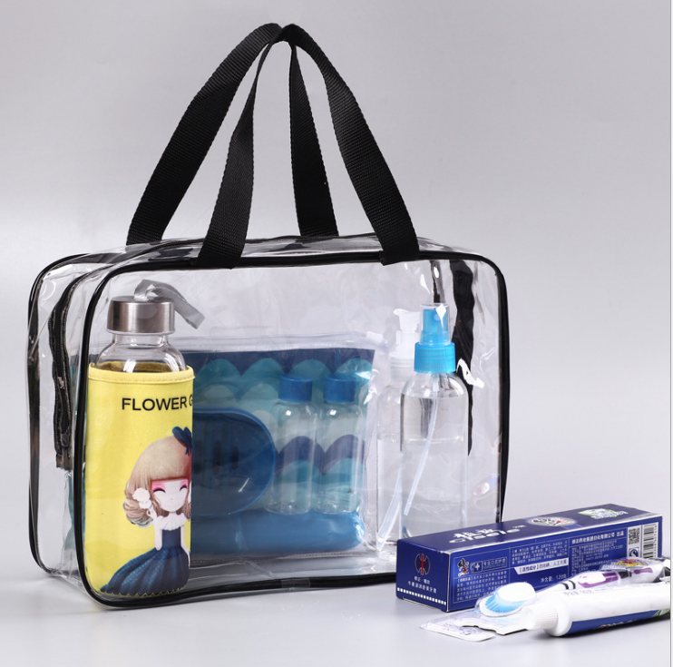 Large Capacity Clear Makeup Organizer Pouches Waterproof Custom PVC Travel Toiletry Bag