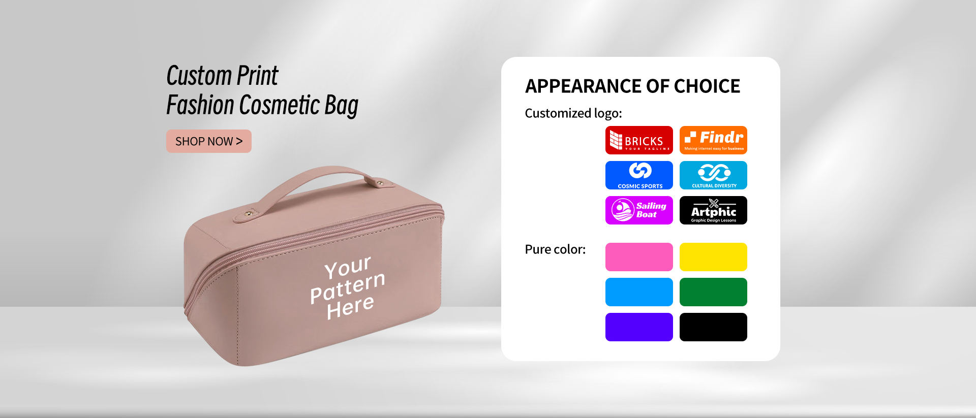 Custom PU Leather Cosmetic Makeup Bag Pouch Skincare Cosmetic Partition Storage Waterproof Travel Toiletry Bag Make Up Bags