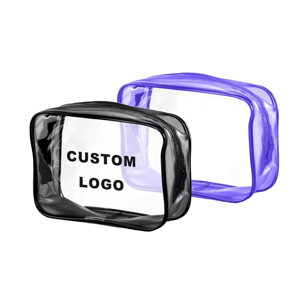 Hot Sale Custom Logo Portable Transparent PVC Cosmetic Bag Travel Toiletry Storage Bag Waterproof Makeup Bag with Zipper