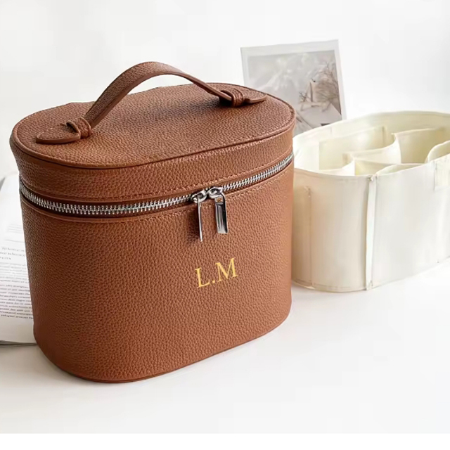 Popular New Stock Handle Pu Leather Double Zip Travel Cosmetic Bags for Ladies Portable Beauty Vanity Case