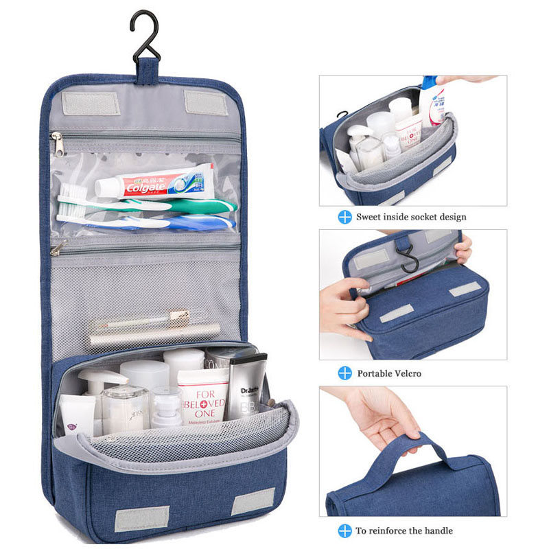 Customized Logo Portable Water-Resistant Hanging Toiletry Bag Travel Bags Large Capacity Polyester Travel Cosmetic Bags
