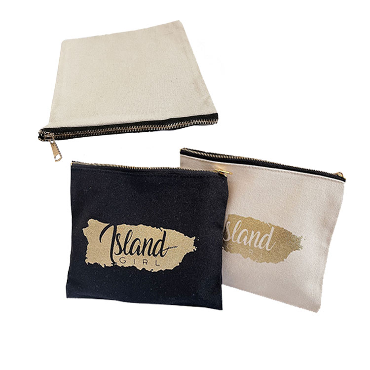 Custom Logo Private Label Women Travel Gidts Canvas Bulk Makeup Pouch Cosmetic Bag With Zipper