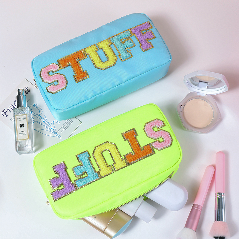 Spot Wholesale Women Casual Large Capacity Storage Bags Waterproof Nylon Letter Cosmetic Bag with Customizable
