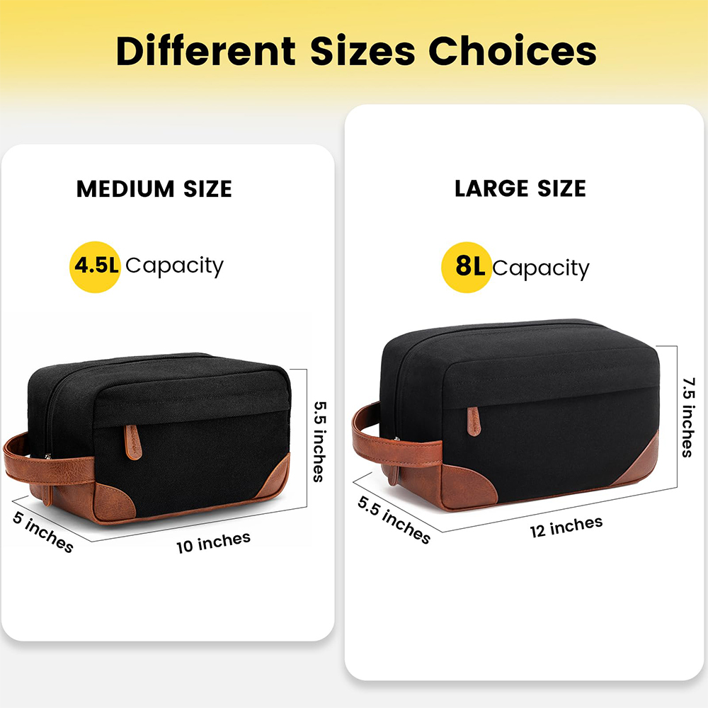 Custom Toiletry Hanging Dopp For Men Water Resistant Shaving Portable Canvas PU Handle Bag With Large Capacity For Travel Bags