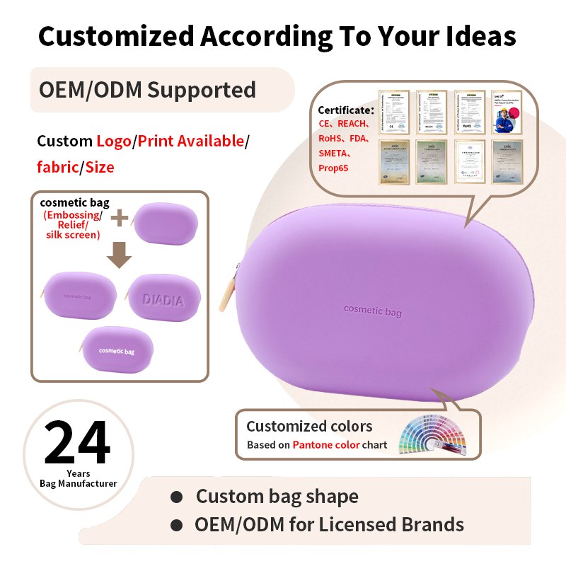 Factory Custom Reusable Silicone Buttery Soft Powdery Matte Travel Storage Pouch Beauty Toiletry Makeup Cosmetic Bags &amp; Cases