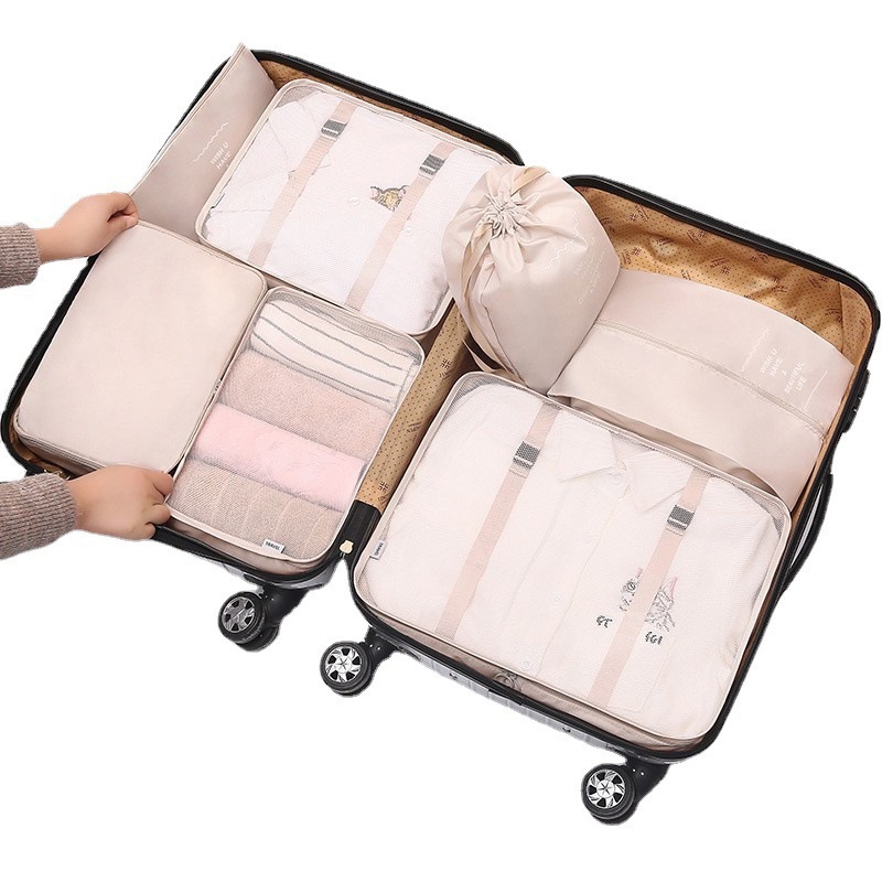 Wholesale Custom OEM Factory 7PCS Compression Packing Cubes Set Lightweight Travel Storage Bags Luggage Organizer Bulk Supply
