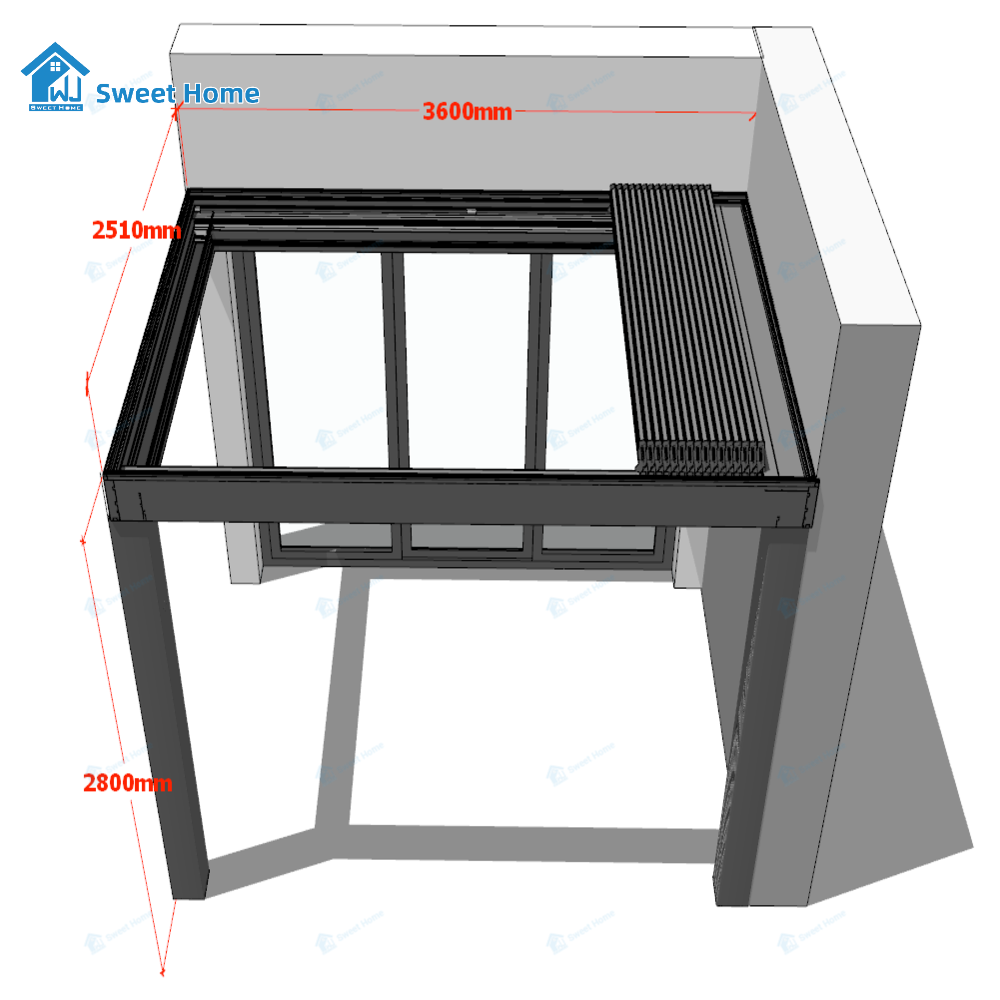 Sweet Home Modern Motorized Bioclimatic Retractable Aluminum Louvered Pergola Waterproof Function for Outdoor Summer House Use