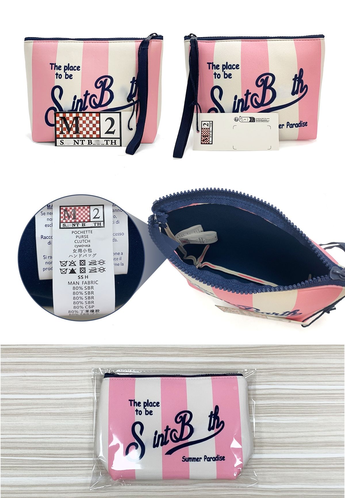 Travel Cosmetic Neoprene Bag Waterproof for Toiletry Storage with Zipper Closure for Spot Diving Printed Stripes Portable
