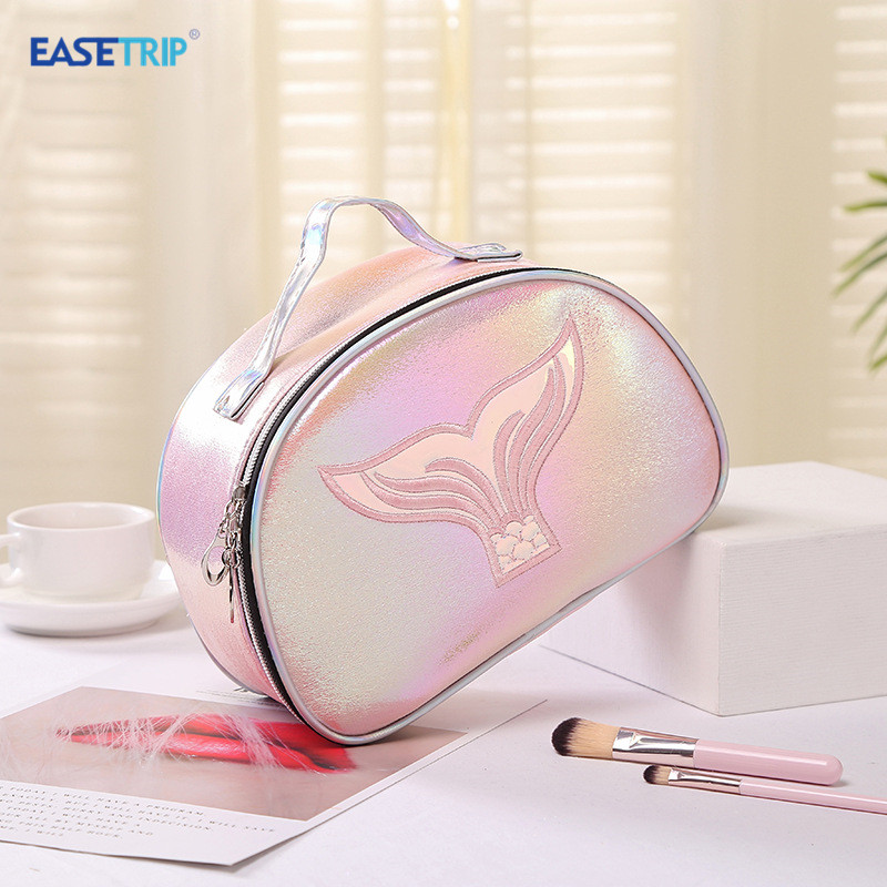 Luxury Mermaid Tail Cosmetic Bag New Private Label Holographic Zipper Portable Travel Handbag Polyester 89g Makeup Bag